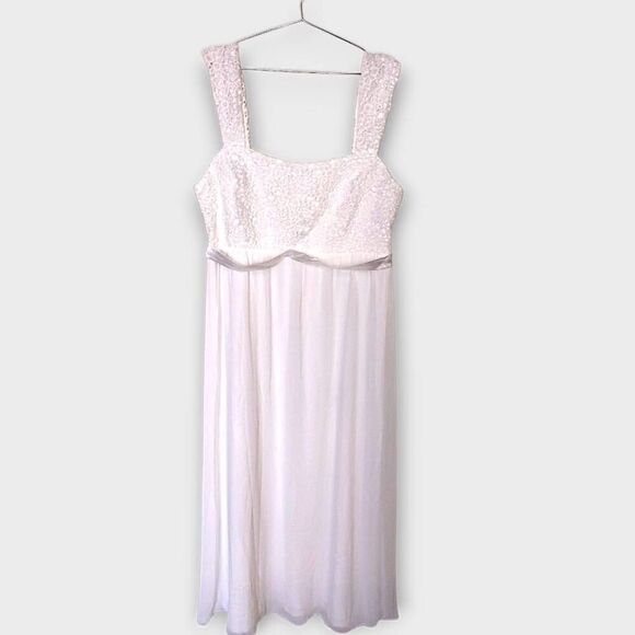 Ever Pretty Womens Dress Sz 4x White Poly‎ Stretch Bodice Wedding Formal Grads - Picture 1 of 12